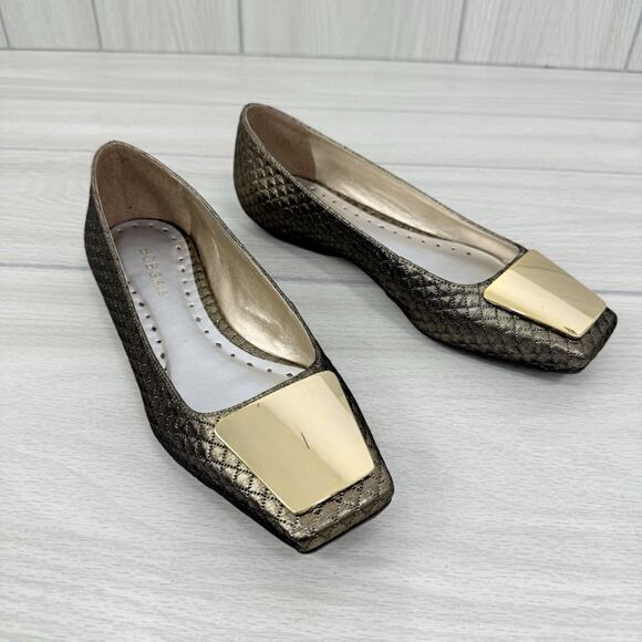 BCBGirls Quilted Ballet Flat Womens Size 7B Metallic Bronze Gold Retro Artsy - Picture 2 of 8